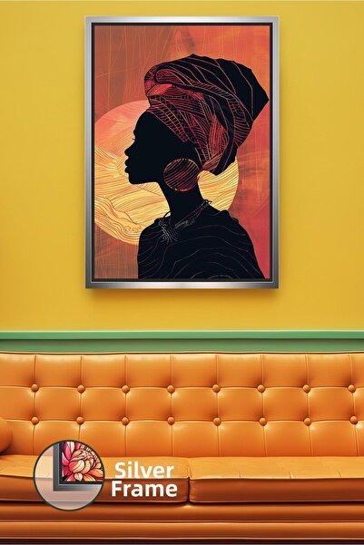 KOSS Dijital Figura de femeie africană cu fundal de apus de soare, design de ...