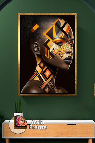 KOSS Dijital Portret de femeie cu model geometric, decor elegant de perete, p...