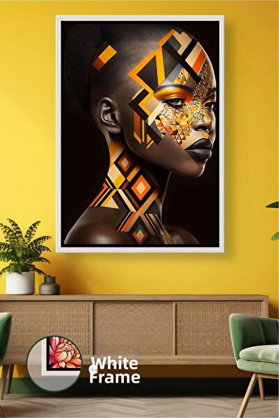 KOSS Dijital Portret de femeie cu model geometric, decor elegant de perete, p...