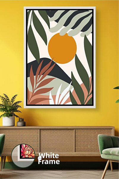 KOSS Dijital Εικόνα σε καμβά με θέμα τον ήλιο και τα φύλλα σε μποέμικο στυλ Μ...