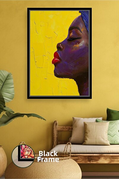 KOSS Dijital Pictură modernă cu portret, detaliu colorat al feței, fundal gal...