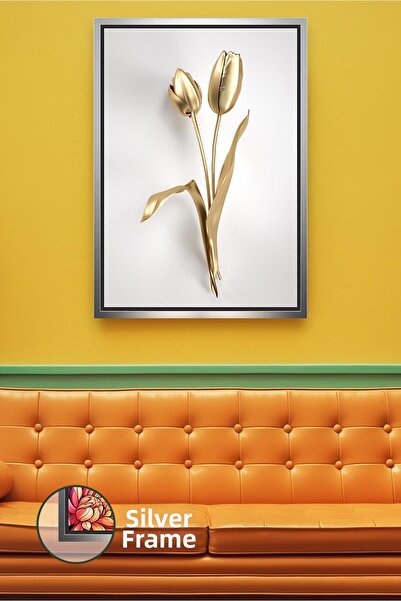 KOSS Dijital Motiv de lalele de culoare aurie Decor simplu pentru casă Design...