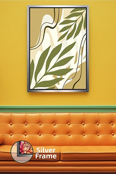 KOSS Dijital Pictură pe pânză într-un ton cald, cu model de frunze verde măsl...