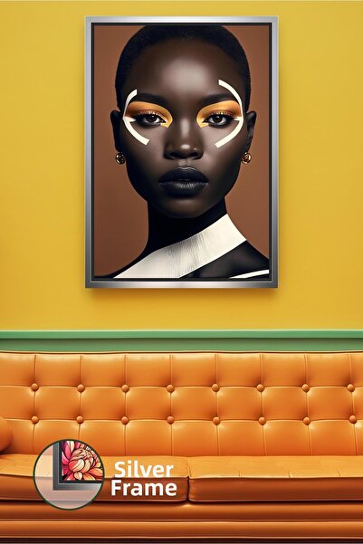 KOSS Dijital Ελάχιστο πορτρέτο αφρικανικής γυναίκας σε αποχρώσεις καφέ και χρ...