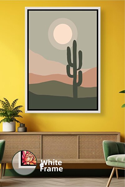 KOSS Dijital Pictură murală cu cactus, peisaj de deșert, în tonuri naturale, ...