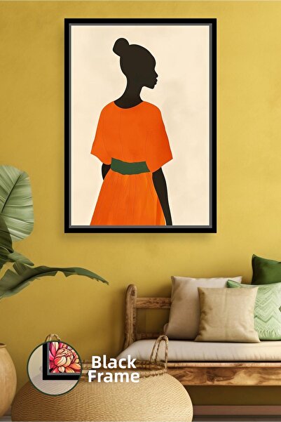 KOSS Dijital Αφρικανή γυναίκα σε πορτοκαλί φόρεμα Σιλουέτα Απλή διακόσμηση το...