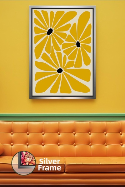 KOSS Dijital Μοντέρνος καμβάς επιτραπέζιος πίνακας με κίτρινο σχέδιο λουλουδι...