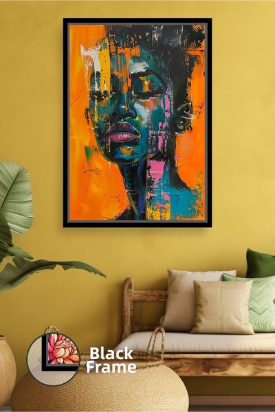 KOSS Dijital Portret de femeie africană, culoare vibrantă, artă afro modernă,...