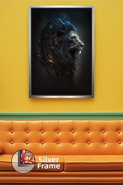 KOSS Dijital Figurină de leu în tonuri închise, animale minimaliste, decor mo...