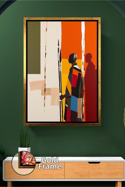 KOSS Dijital Pictură pe pânză înrămată modernă, cu model etnic, cu figură afr...