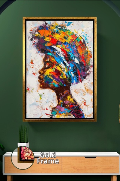 KOSS Dijital Portret de femeie africană, artă afro colorată, figură culturală...