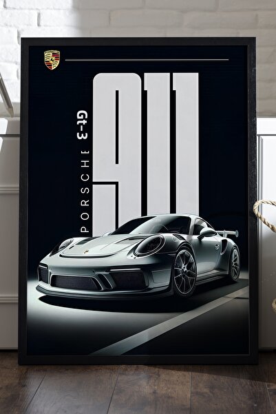 Duvarda Αφίσα Porsche 911 με μαύρο ξύλινο πλαίσιο, διακοσμητική ζωγραφική τοί...