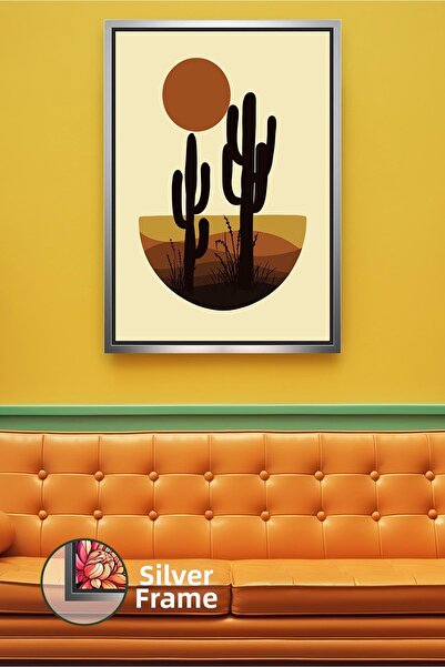 KOSS Dijital Pictură pe pânză înrămată cu tematică Boho Desert Cactus, cu det...