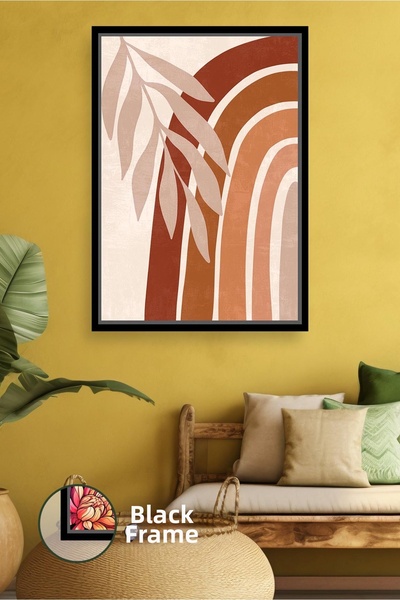 KOSS Dijital Tablou de pânză înrămat cu efect boem cald, cu detalii boho cu f...