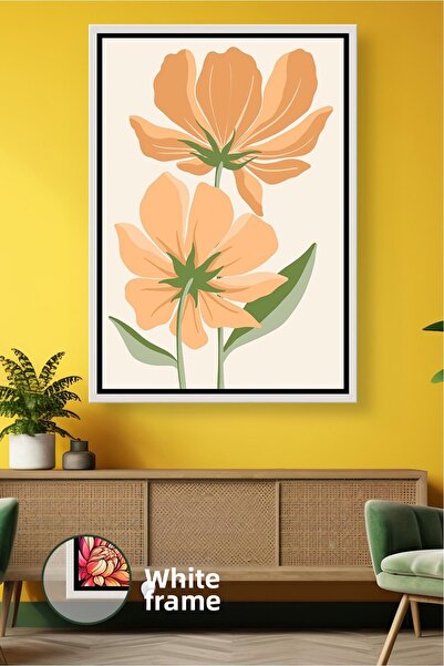 KOSS Dijital Decor de perete boem cu model de flori portocalii, pictură pe pâ...