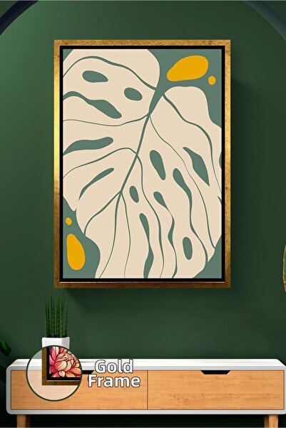 KOSS Dijital Tone verde și crem Model de frunze în stil boho Decor de perete ...