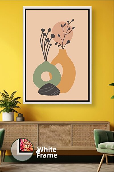 KOSS Dijital Pictură pe pânză înrămată, simplă și modernă, cu plante în vază ...