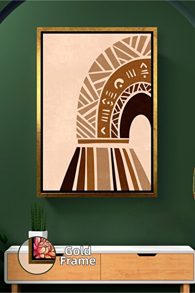 KOSS Dijital Pictură pe pânză înrămată cu model geometric boem de curcubeu, c...