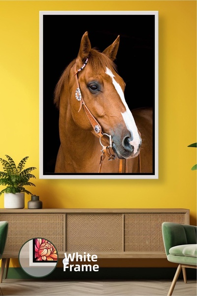 KOSS Dijital Portret de cal brun pur, decor natural și elegant pentru perete ...