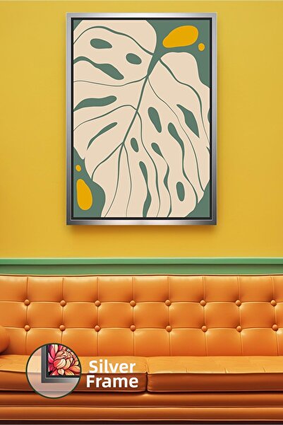 KOSS Dijital Tone verde și crem Model de frunze în stil boho Decor de perete ...