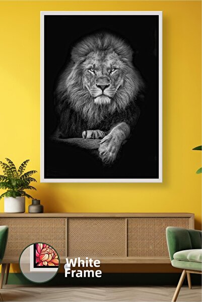 KOSS Dijital Μαύρο και άσπρο πορτρέτο λιονταριού Ισχυρή καριχαματική διακόσμη...