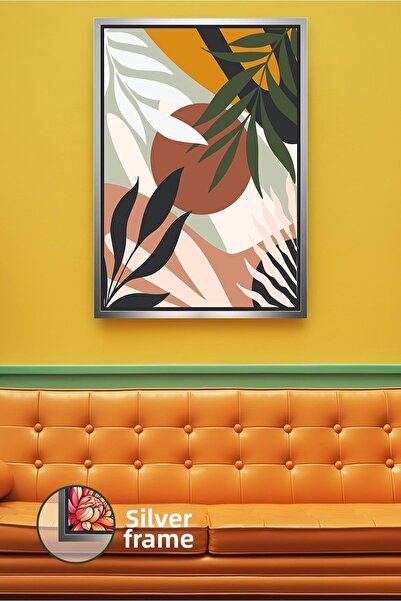 KOSS Dijital Pictură pe pânză înrămată în stil estetic boem, cu forme vegetal...