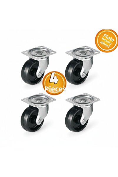 Zet Swivel Furniture Wheel with Plate 38 mm Black Color Load Bearing Caster (...