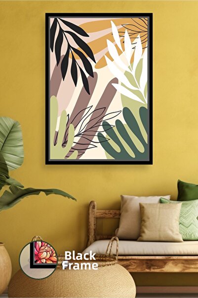 KOSS Dijital Εικόνα σε καμβά με μοτίβο φύλλων σε στυλ Boho με μοντέρνα διακόσ...