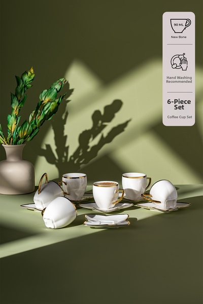 Emsan Kardelen 6-Piece Coffee Cup Set Gold 90 ml