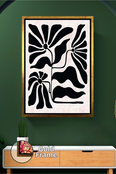 KOSS Dijital Μαύρος πίνακας με μοτίβο λουλουδιών Μποέμικος πίνακας με μίνιμαλ...