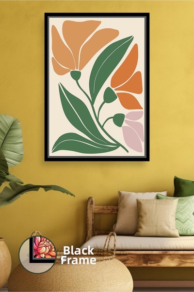 KOSS Dijital Model natural de flori și frunze, culori calde, pictură modernă ...