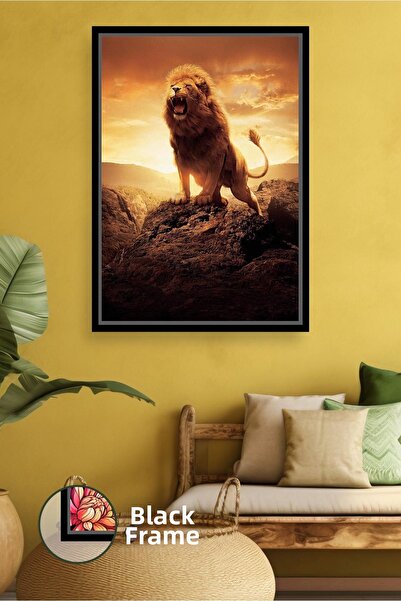 KOSS Dijital Pictură cu apus de soare cu leu Decor cu tematică de animale săl...