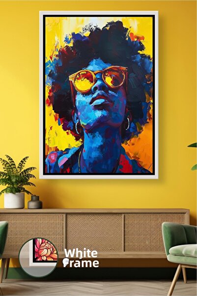 KOSS Dijital Portret de femeie africană cu ochelari, lucrare de artă colorată...