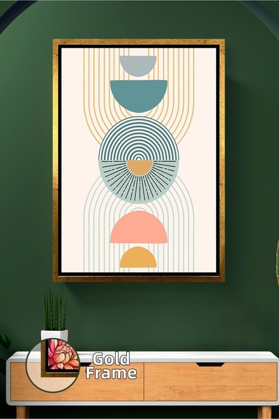 KOSS Dijital Decor de perete boho cu modele geometrice liniare, culoare paste...