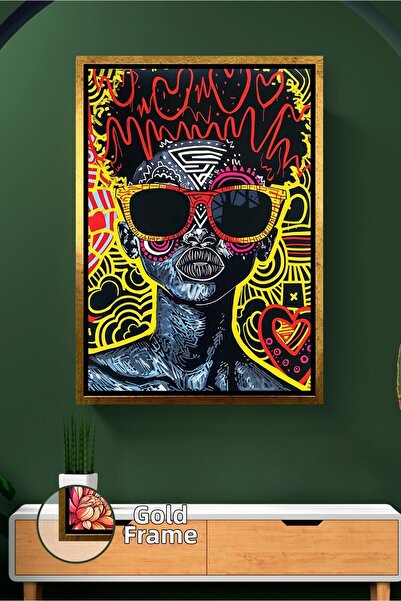 KOSS Dijital Figurină de femeie cu ochelari colorați în stil pop art, decor m...