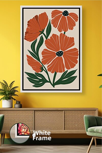 KOSS Dijital Model de flori portocalii în stil boem cu frunze verzi, decor de...