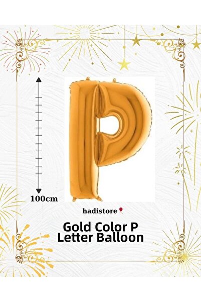 hadistore بالون هيليوم ذهبي بطول 100 سم على شكل حرف P - لأعياد الميلاد والمنا...