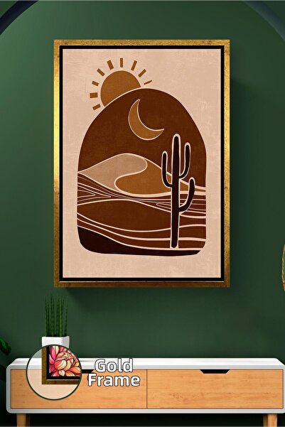 KOSS Dijital Tablou de pânză înrămat cu peisaj boho de deșert, oferind echili...