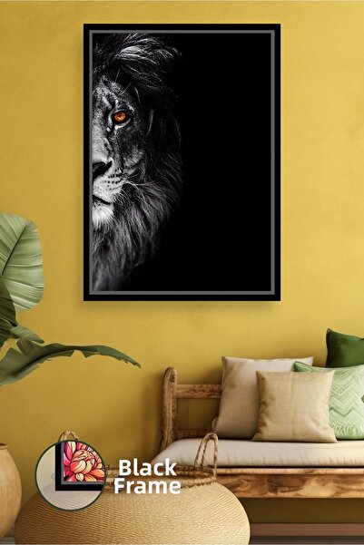 KOSS Dijital Pictură cu fundal negru cu leu, design semi-portret, pictură pe ...