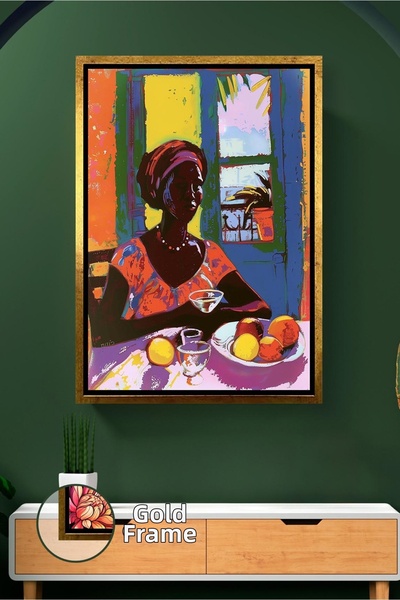 KOSS Dijital Femeie africană, scenă de viață de zi cu zi, decor de perete col...