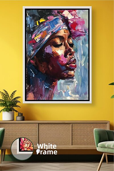 KOSS Dijital Portret de femeie africană, lucrare abstractă a feței, textura c...