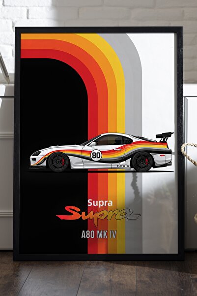 Duvarda Αφίσα Toyota Supra με μαύρο ξύλινο πλαίσιο, διακοσμητικός πίνακας τοί...