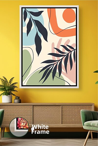 KOSS Dijital Decor modern de perete cu figuri de frunze în culori pastel, sti...