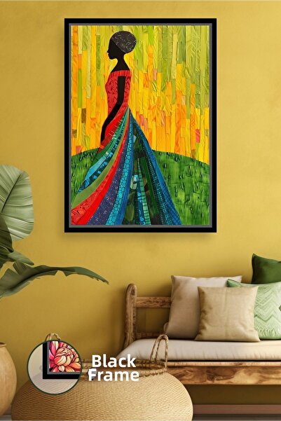 KOSS Dijital Αφρικανική γυναικεία φιγούρα σε πολύχρωμο παραδοσιακό φόρεμα Εθν...