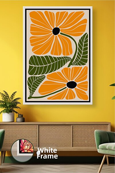 KOSS Dijital Πορτοκαλί Boho με αφηρημένο σχέδιο με λουλούδια και φύλλα, αφηρη...