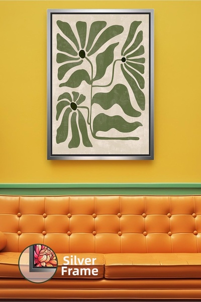 KOSS Dijital Πίνακας μποέμ με πράσινο λουλουδάτο σχέδιο, φυσικό πολύχρωμο μον...