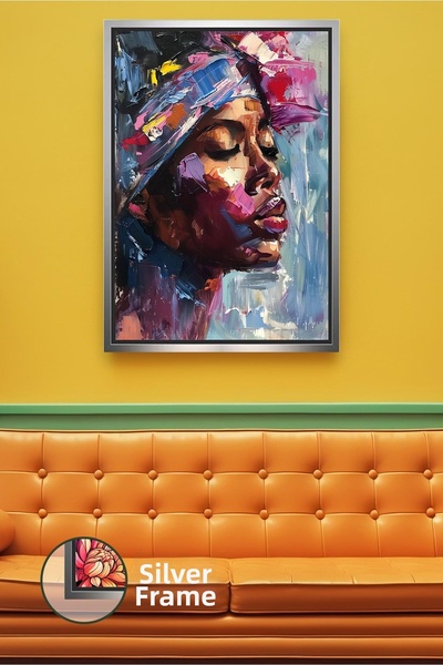 KOSS Dijital Portret de femeie africană, lucrare abstractă a feței, textura c...