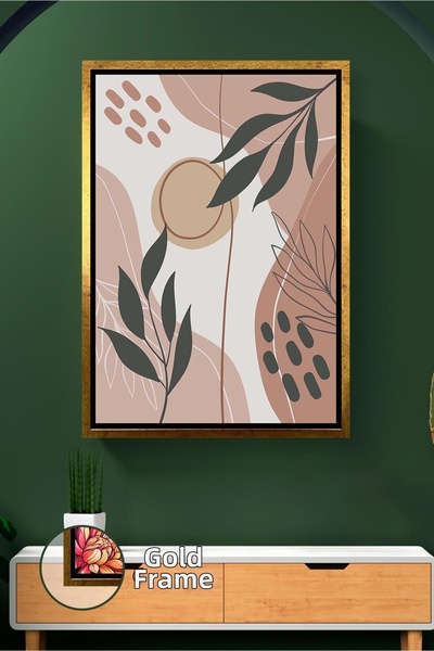 KOSS Dijital Decor de perete natural în stil boho, cu frunze abstracte și ton...