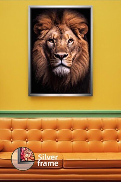 KOSS Dijital Pictură cu leu, fundal negru, model de animale cu fața de leu pe...