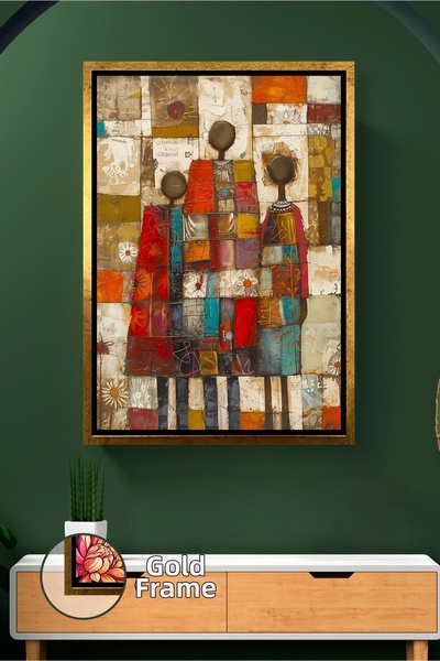 KOSS Dijital Pictură pe pânză înrămată cu temă africană, cu model de mozaic e...